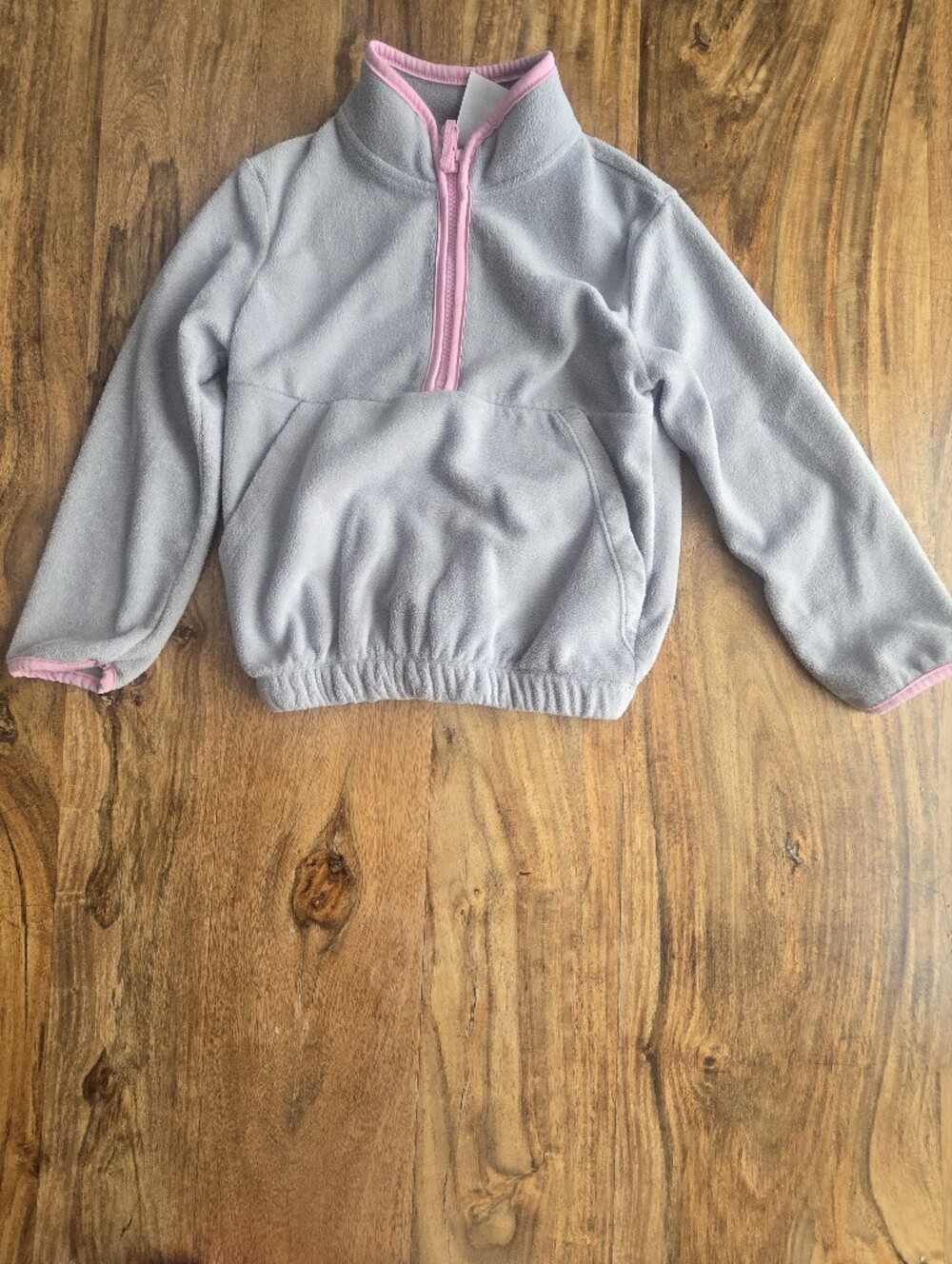 Girls Athletic Works Light Gray Fleece Pullover with Pink Trim Size: 4 (XS)